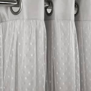 Cottage Polka Dot Sheer Window Curtain Panels Including Tieback Light Gray 38 in. W x 84 Set