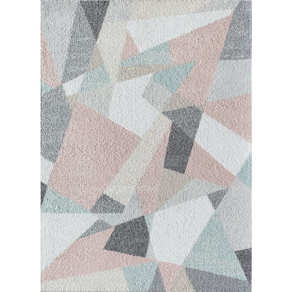 Mika Milkshake Pink 9 ft. x 12 ft. Geometric Contemporary Area Rug