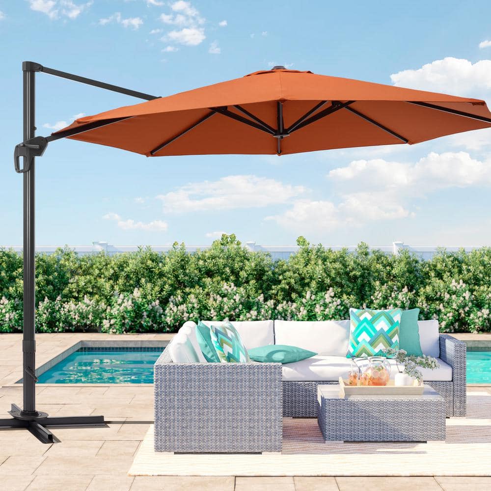 11 ft. Aluminum Cantilever Patio Umbrella Outdoor Offset Hanging 360° Rotation in Red price history on PriceWatchPro