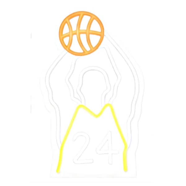 16 in. x 10 in. Orange Acrylic Unique Basketball Neon Wall Sign