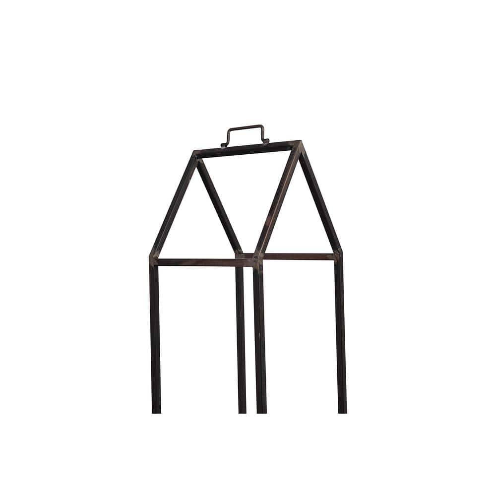 Tall Black Metal House-Shaped Firewood Holder