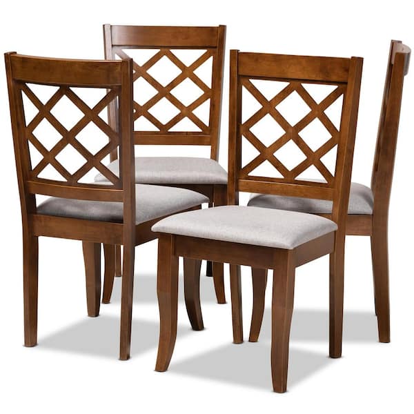 Baxton Studio Brigitte Grey and Walnut Fabric Dining Chair (Set of 4)