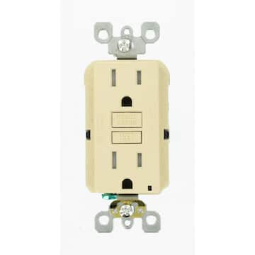 Leviton 15 Amp Self-Test SmartlockPro Slim Duplex GFCI Outlet, Light Almond GFNT1-T 006-GFNT1-00T