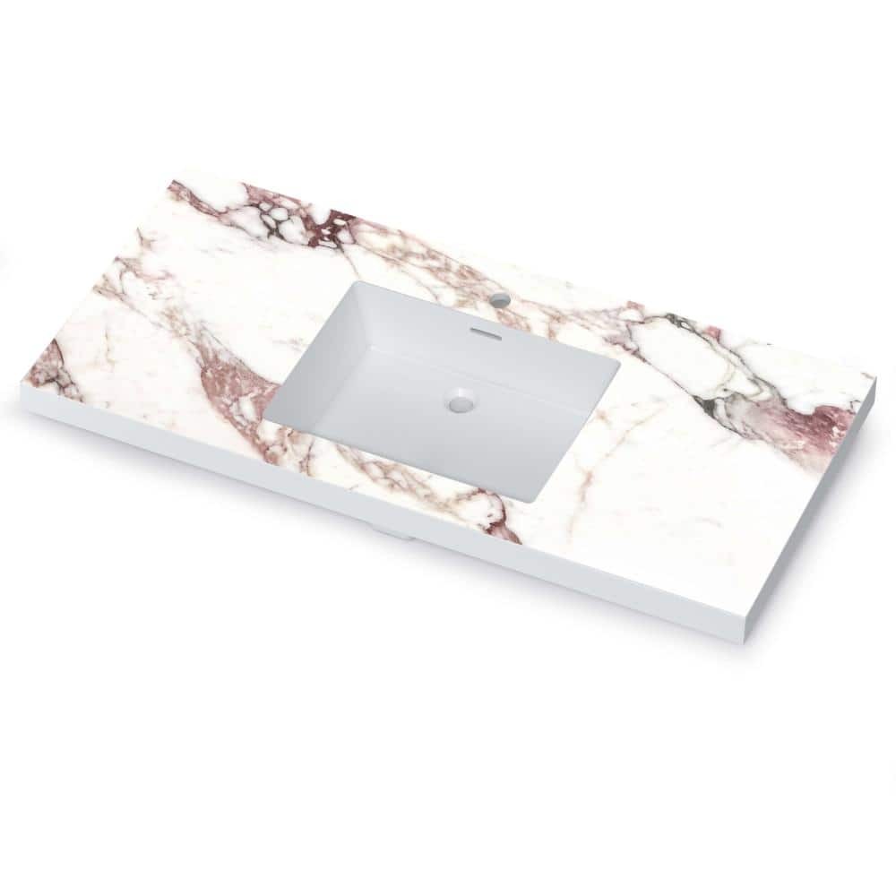 48 in. W x 18 in. D Solid Surface Rectangular Single Sink Vanity Top with Single Faucet Hole price history on PriceWatchPro