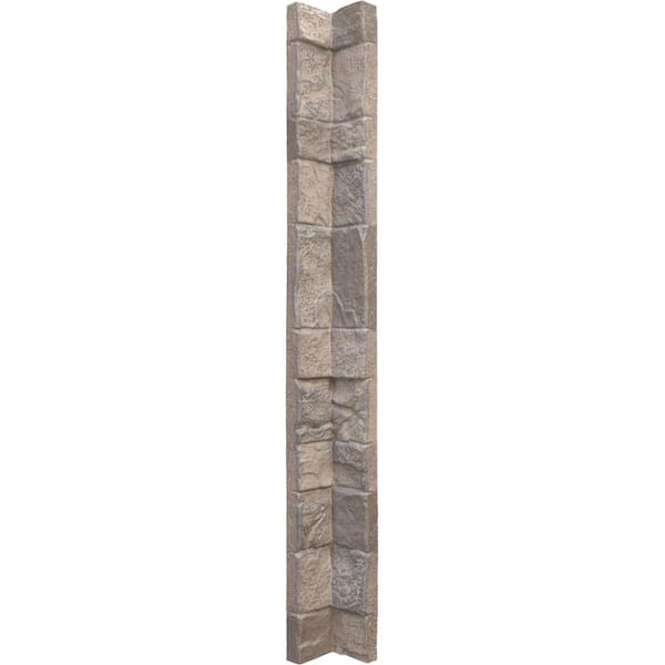 Ekena Millwork 3 in. x 3 in. Polermo Composite Universal Inside Corner for StoneWall Faux Stone Siding Panels