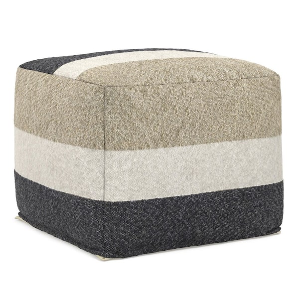 Claudette 18 in. Wide Acrylic Fabric Square Pouf in Multicolor Assembled
