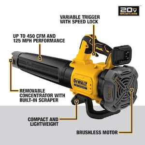 20V MAX 125 MPH 450 CFM Brushless Cordless Battery Powered Blower (Tool Only)