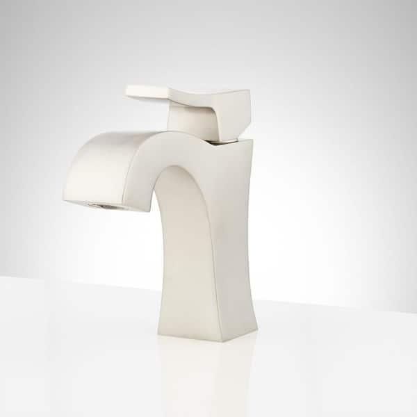 SIGNATURE HARDWARE Vilamonte Single Handle Bathroom Faucet with Drain Kit Included in Brushed Nickel