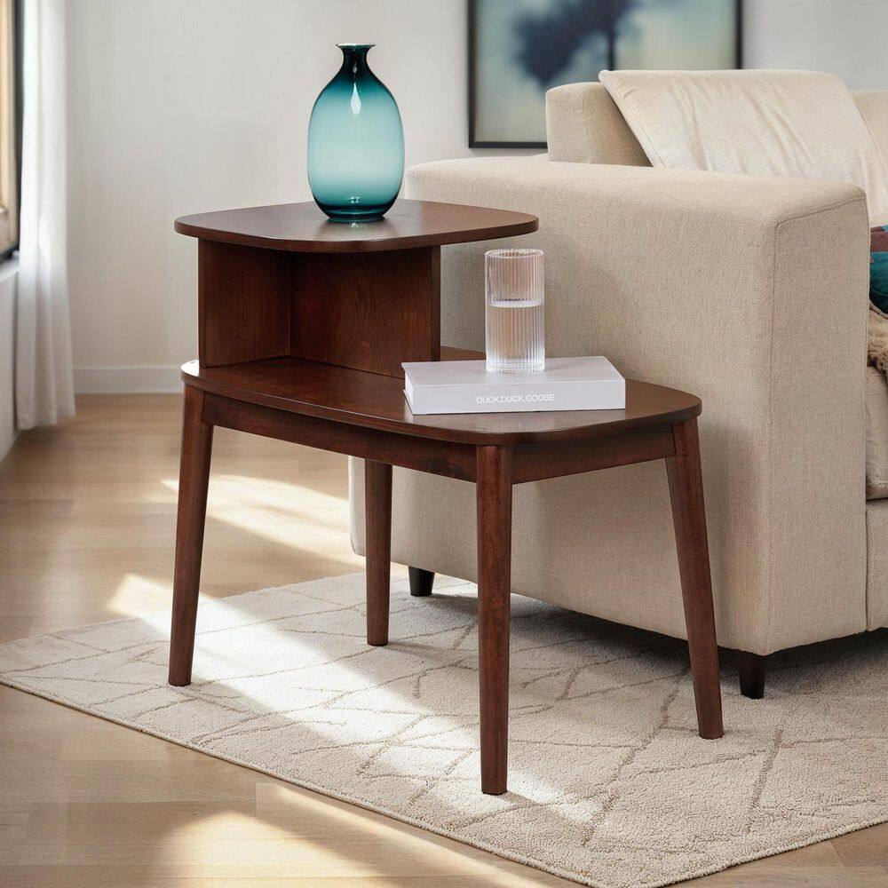 Maxwell Mid Century 28 in. Honey Oat Rectangular Wood End Table