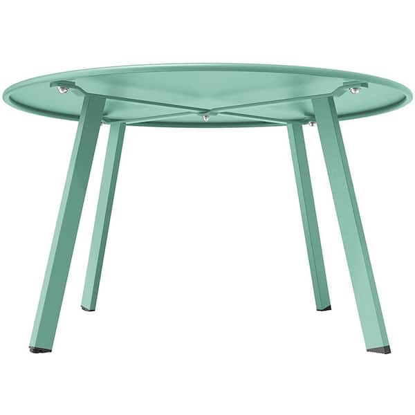 27.6 in. Green Round Outdoor Coffee Table
