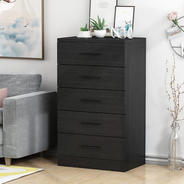 5 Drawer Chest Dresser Nightstand Storage Cabinet Bedroom Living Room Black 
