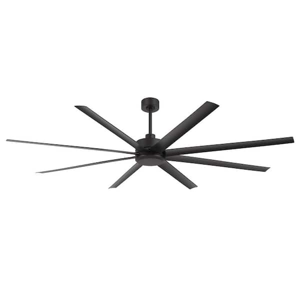 Breezary Wesley 7 ft. Indoor/Covered Outdoor Industrial Black Ceiling Fans without Light with Downrod and Remote Included