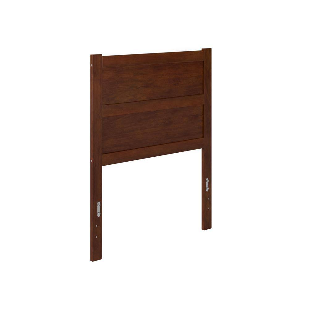 NoHo Walnut Twin Wooden Panel Headboard with Charging Station