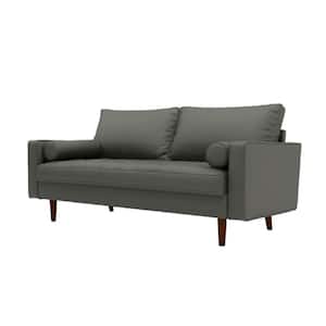 Lincoln 69.68 in. Dark Gray Faux Leather 3-Seats Lawson Sofa with Removable Cushions