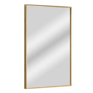 34 in. x 22 in. Brassy Gold Spectrum Metal Rectangular Bathroom Vanity Mirror