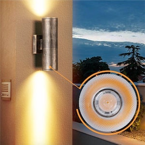 12-Watt Bronze Dusk to Dawn Cylinder Outdoor Hardwired Wall Lantern Sconce with Integrated LED, 2700K