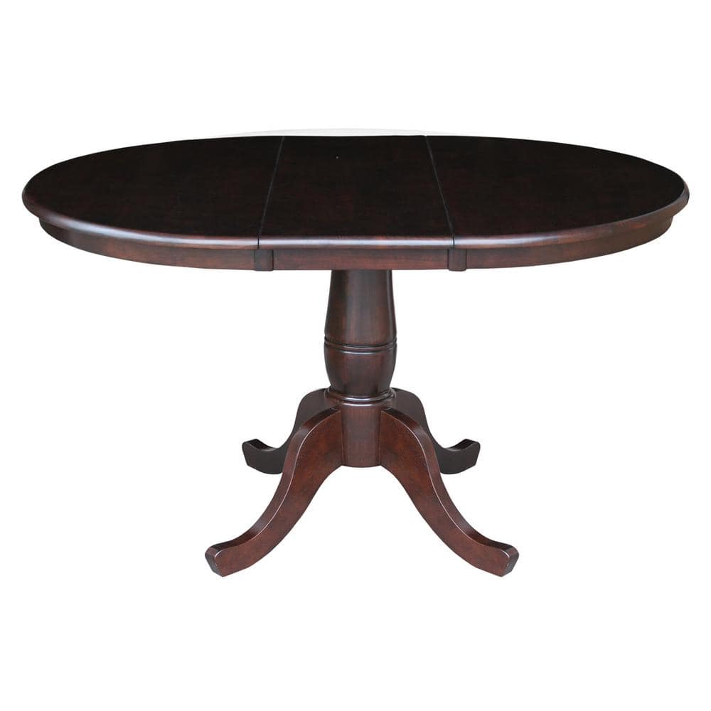 Farmhouse Round Extendable Dining Table in Rich Mocha Wood