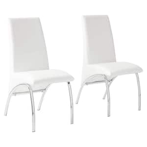 Glenview White Leather with Metal Frame Side Chair (Set of 2)