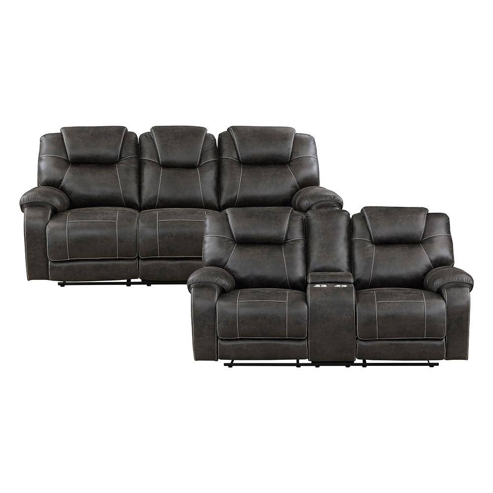 Emily 87 in. W Pillow Top Arm Microfiber Rectangle 2-Piece Manual Reclining