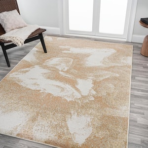 Petalo Abstract 2-Tone Modern Orange/Beige/Cream 5 ft. x 8 ft. Area Rug