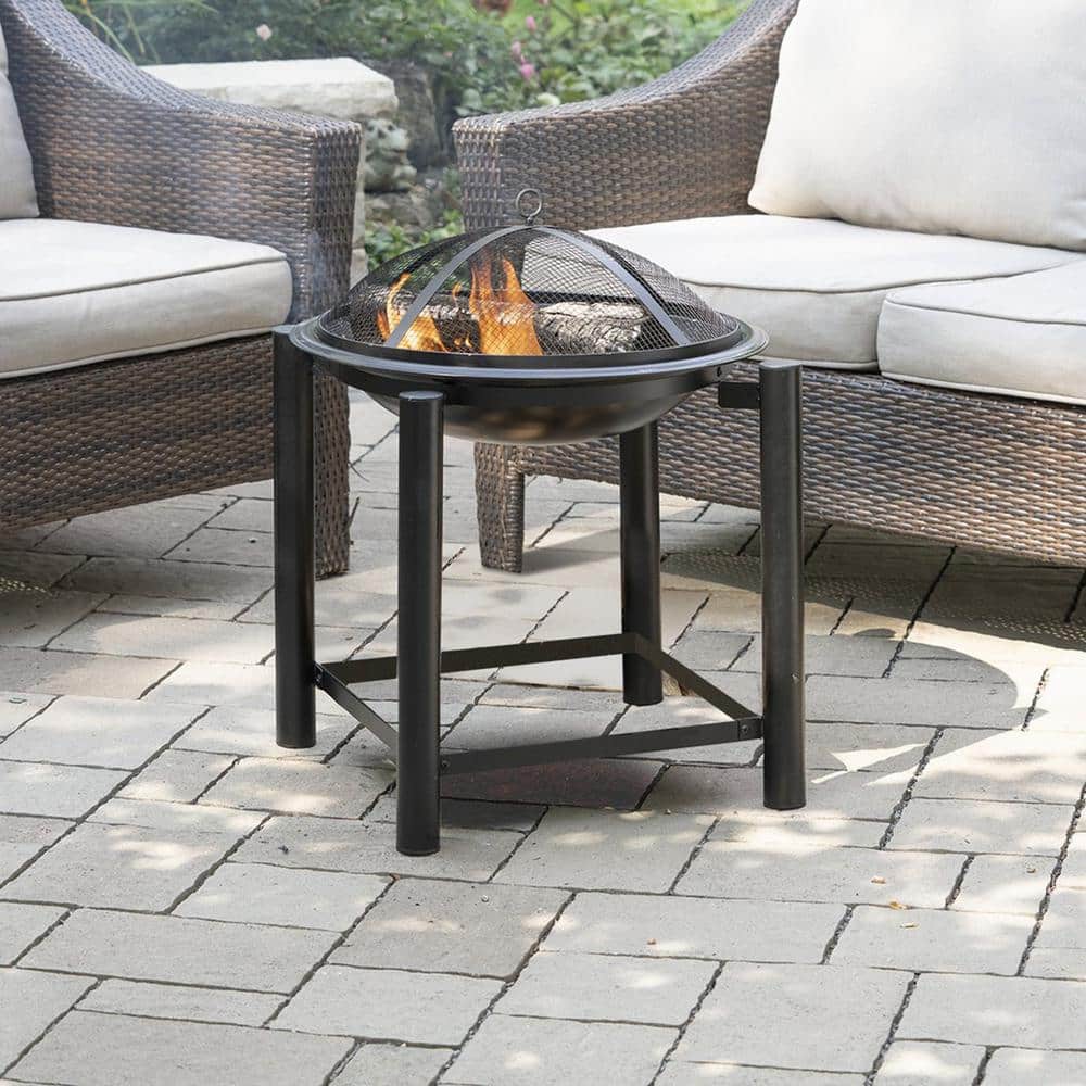 21.5" Black Round Steel Wood Burning Fire Pit