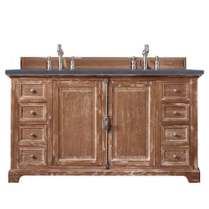 Providence 60 in.W x 23.5 in.D x 34.3 in.H Double Bath Vanity in Driftwood with Quartz Top in Charcoal Soapstone