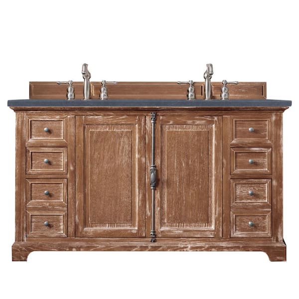 James Martin Vanities Providence 60 in.W x 23.5 in.D x 34.3 in.H Double Bath Vanity in Driftwood with Quartz Top in Charcoal Soapstone