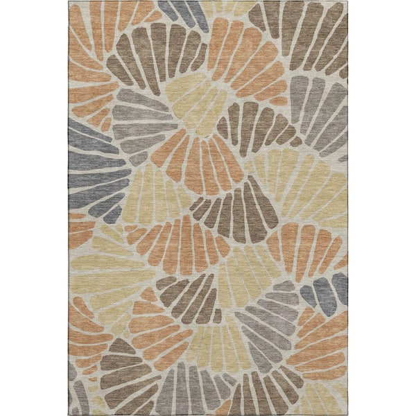 Mayfield Premium Machine Washable Abstract AMF2384 Copper 9 ft. x 12 ft. Area Rug