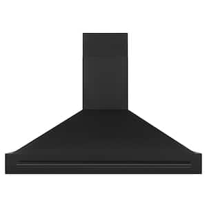 48 in. 700 CFM Ducted Vent Wall Mount Range Hood in Black Stainless Steel