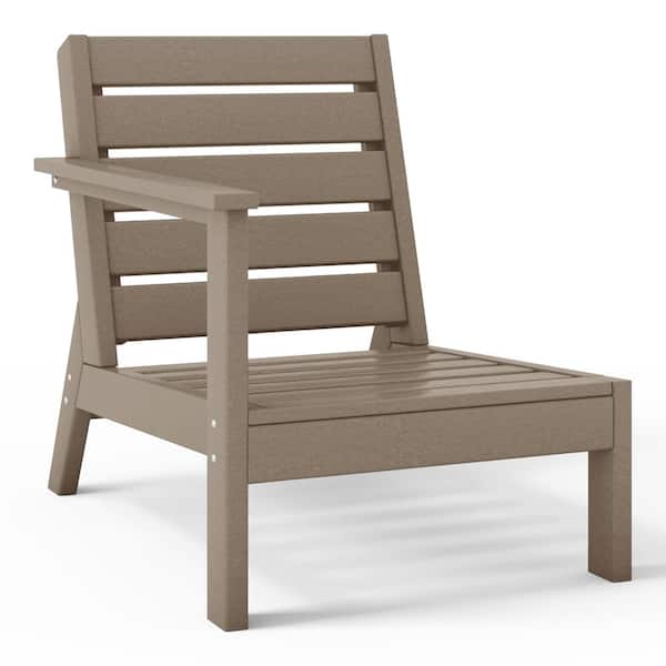 WESTIN OUTDOOR Birchwood Outdoor Patio Deep Seating HDPE Lounge Chair with Left Facing Arm in Weathered Wood