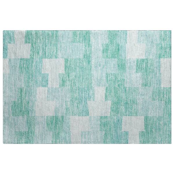 Dream Shag Premium Machine Washable Abstract ADS659 Teal 2 ft. x 3 ft. Accent Rug