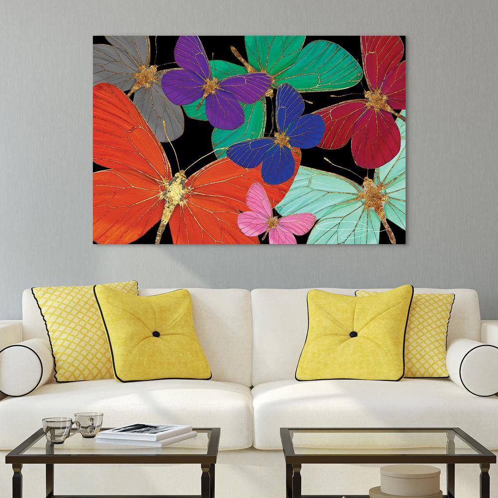 Colorful Butterfly World Tempered Glass Art Print, 32" x 48"