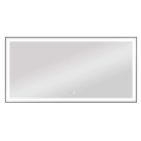 Boosicavelly 71 in. W x 36 in. H Rectangular Glass Frameless LED Wall Bathroom Vanity Mirror in Natural