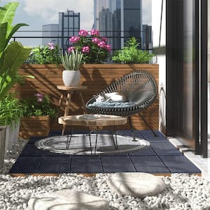 12in.W x12in.L Outdoor Stripe Pattern Square Drain Plastic PVC Interlocking Flooring Deck Tiles(Pack of 27 Tiles)in Gray