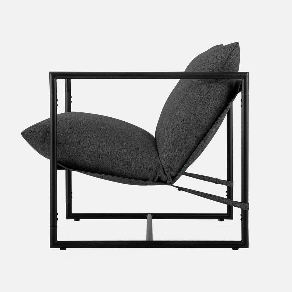 Modern Dark Grey Metal Frame Sling Accent Chair