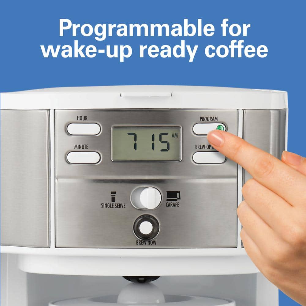 Hamilton Beach 12-Cup White and Stainless Steel Programmable Coffee Maker