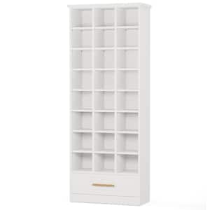 70.86 in. H x 25.6 in. W White 24-Pairs Tall Shoe Storage Cabinet with Drawer, 9-Tier Shoe Rack for Entryway