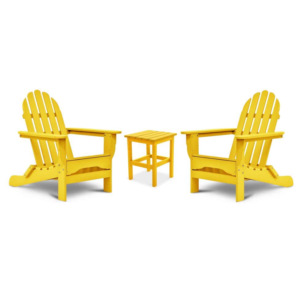 DUROGREEN Icon Lemon Yellow Non-Folding Plastic Adirondack Chair