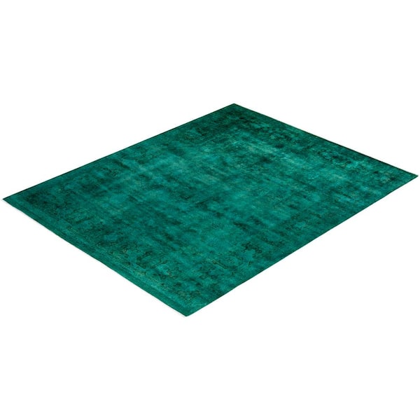 Fine Vibrance Green 8 ft. x 10 ft. Solid Wool Indoor Area Rug