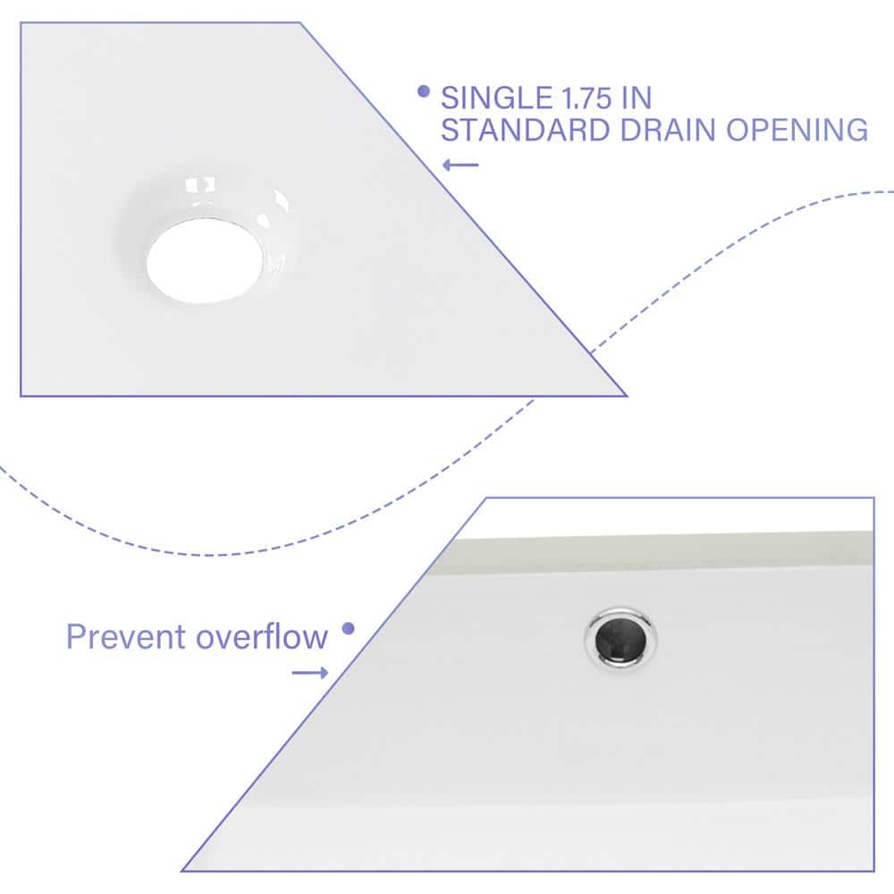 19.5 Inch White Ceramic Undermount Rectangular Bathroom Sink