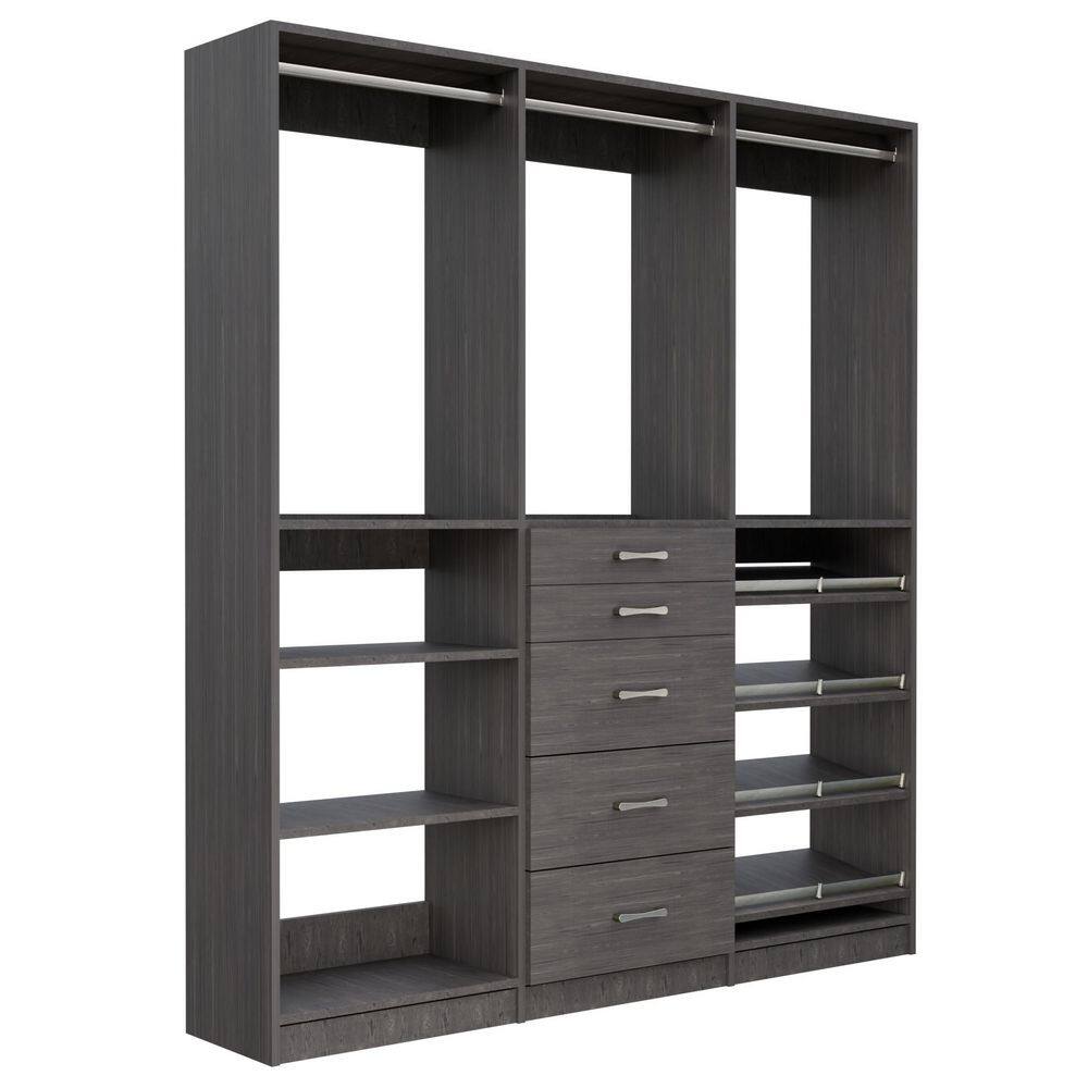 Alto Collection 61.5 in W Grey Wall Mounted Hang w Shelves, 5-Drawer w Hang, Hang w Shoe Shelves Wood Closet System price history on PriceWatchPro