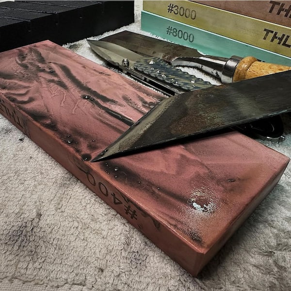 7 in. 400/1000/3000/8000-Grit Corundum Whetstone with Flattening Stone Sharpening Holder Angle Guide Set