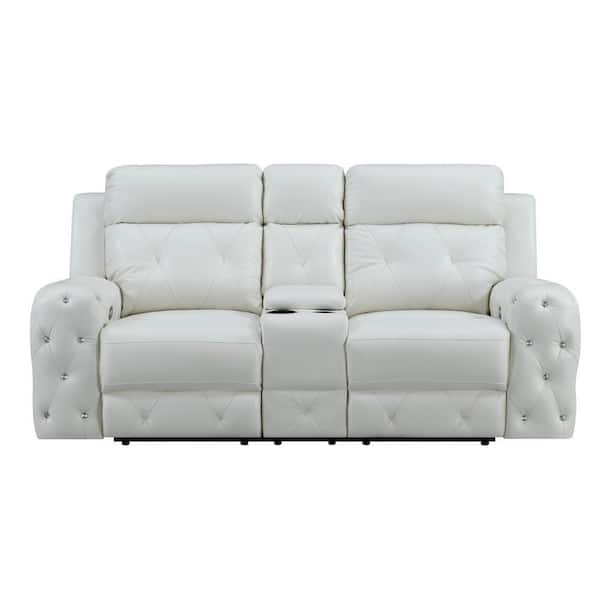 Solid Leather 2 Seater Loveseat, White Leather Loveseat Recliner