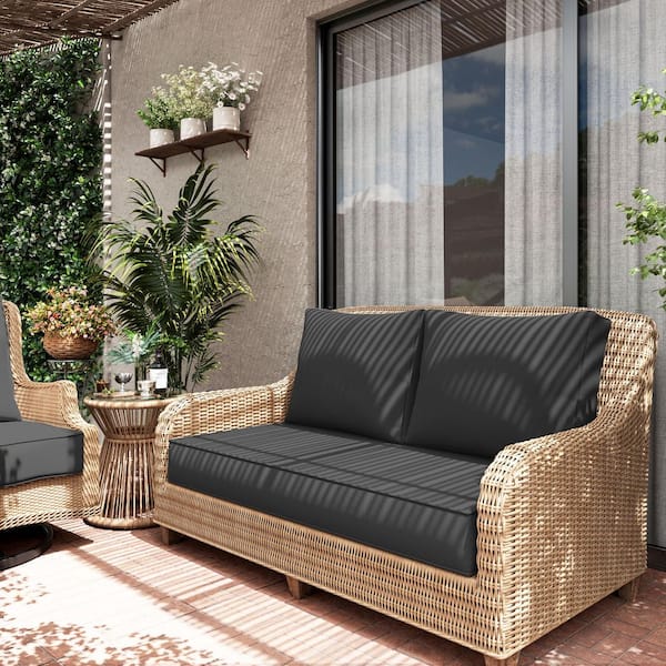 46 in. x 26 in. x 5 in. Outdoor Patio Replacement Loveseat Sofa Cushion Set with Backrest Grey