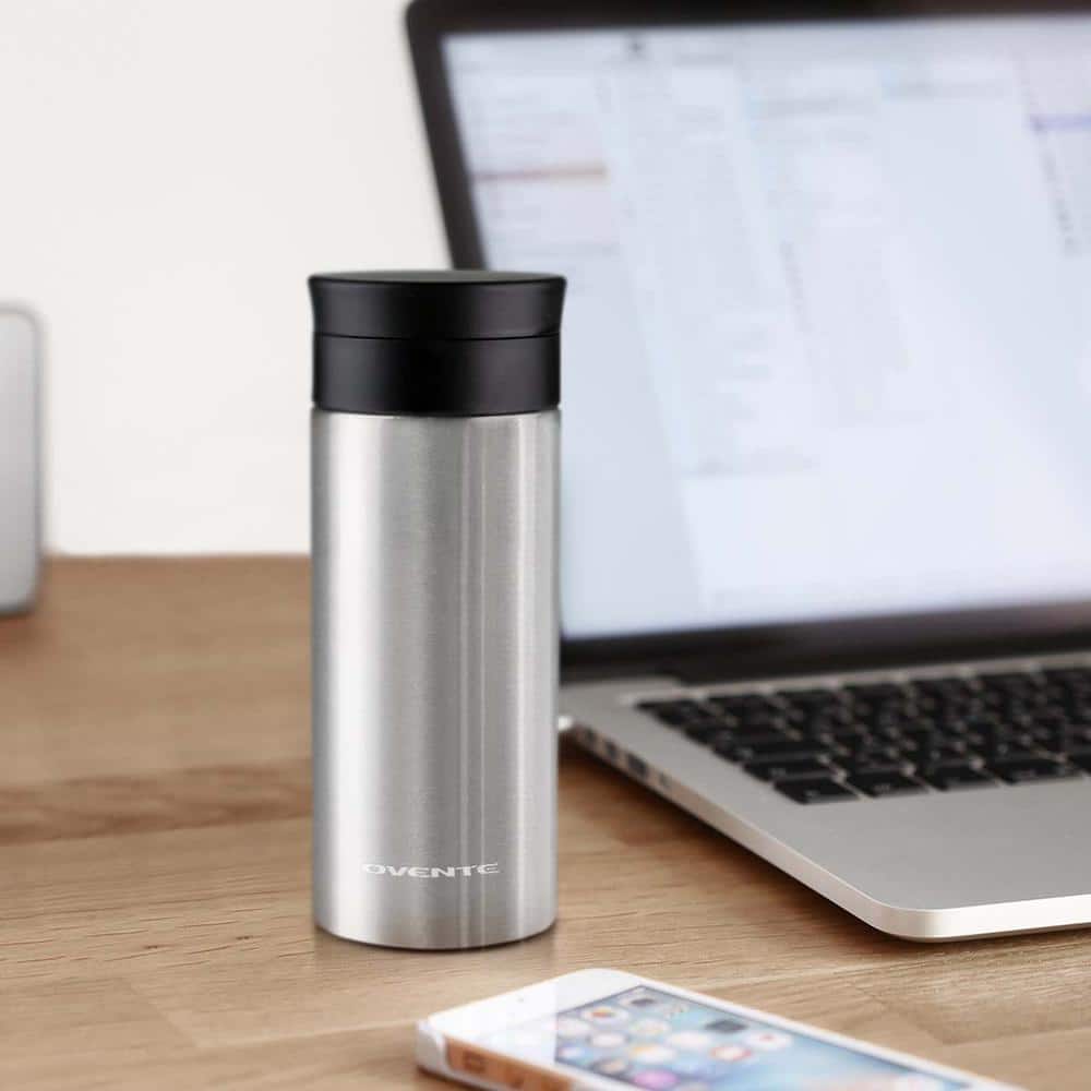 Ovente 12 oz Silver Stainless Steel Travel Tumbler with Tea Infuser