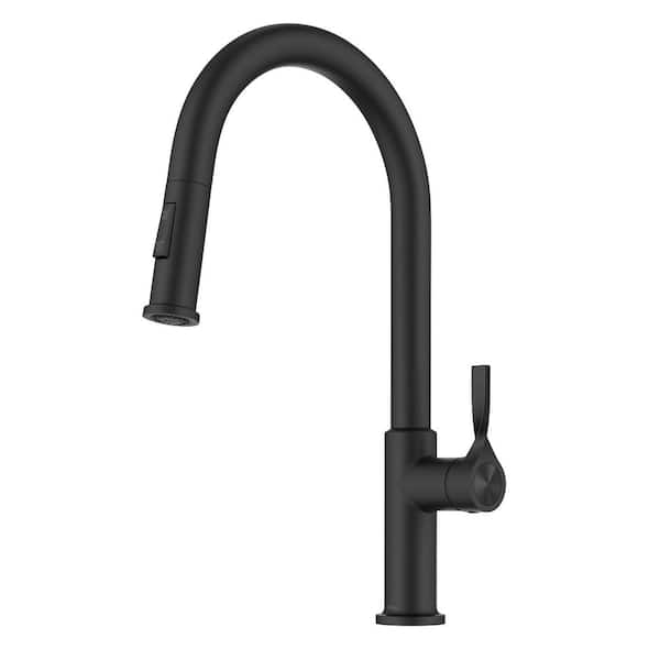 KRAUS Torak 2-Function Matte Black 16.75 in. H Pull Down Kitchen Faucet with 360° Spout Swivel