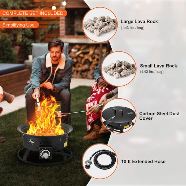 VEVOR Propane Fire Pit, 19 in. Dia Outdoor Portable Gas Fire VEVOR Propane Fire Pit, 19 in. Dia Outdoor Portable Gas Fire