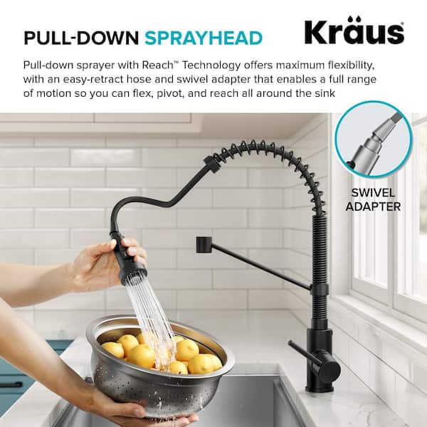 Kraus Bolden Matte Black 1-Handle Deck-Mount Pull-Down Handle Kitchen Faucet Kraus Bolden Matte Black 1-Handle Deck-Mount Pull-Down Handle Kitchen Faucet