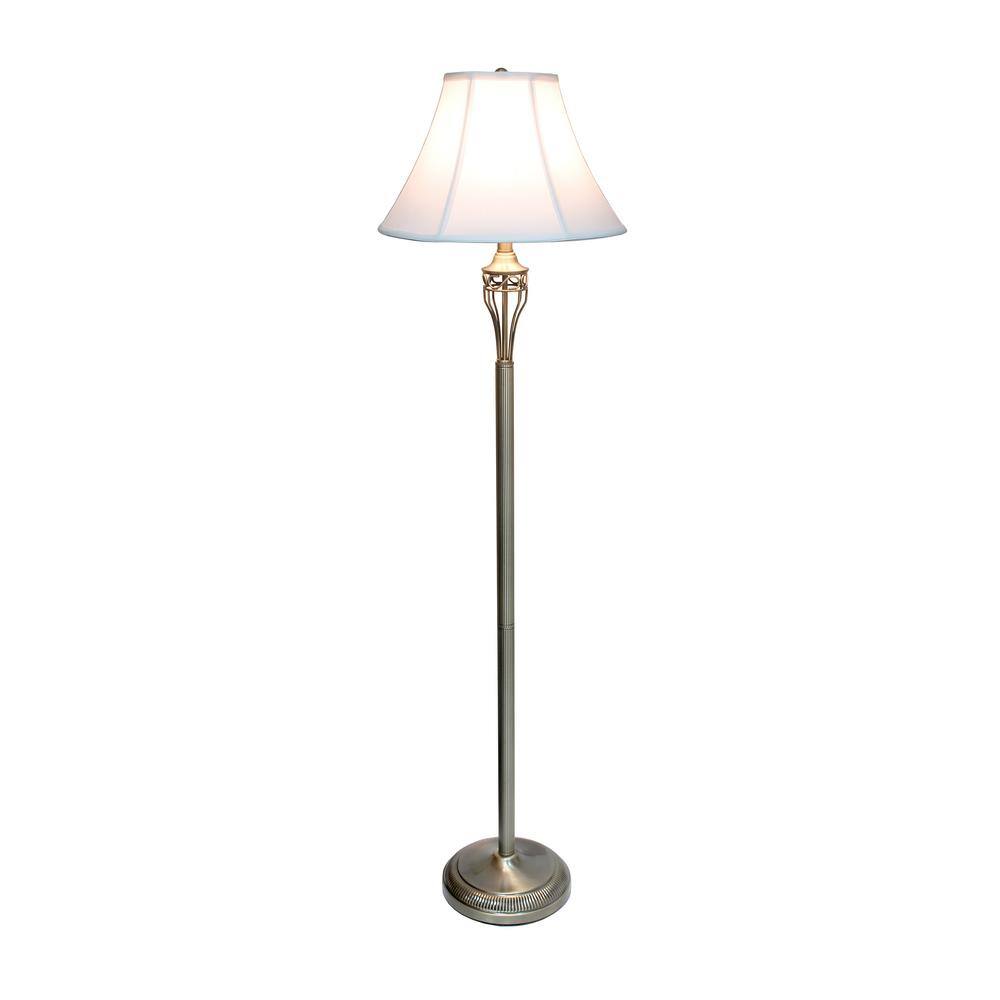 Antique Brass 3-Piece Lamp Set with White Bell Shades