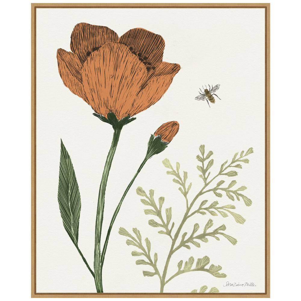 Springtime Floral Canvas Print with Light Brown Frame